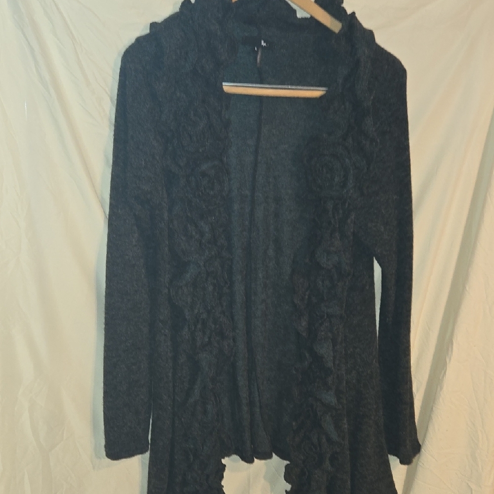 Ryu Charcoal Ruffled Cardigan